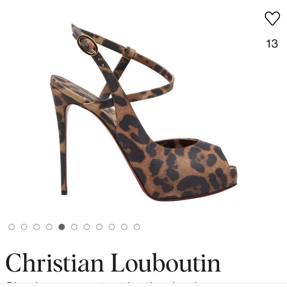 Christian Louboutin Jenlove Leopard Print Platform Peep Toe Red Sole Heels 120
